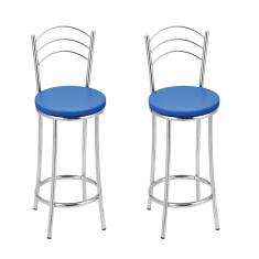 Kit 2 Banquetas Bc26-c A103 Cromada/azul