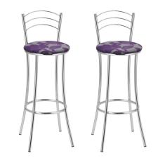 Kit 2 Banquetas Cromadas Bc26-a E501 Cromado/roxo