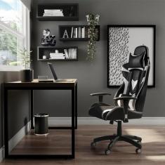 Cadeira Gamer Wise Preta e Branca - Mobly