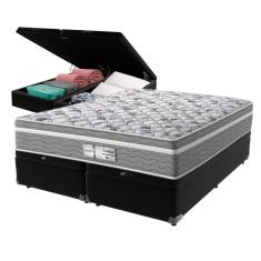 Cama Box Baú Preto E Colchão Queen Evolution Probel