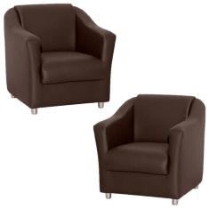 Kit 02 Poltronas Decorativas Bia com Pés de Alumínio material sintétic