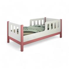 Cama Juvenil Com Proteção Encanto Branca E Rosa Com Colchão