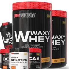 Kit 2x Waxy Whey 900g + 2x BCAA 4,5 100g + Power Creatina 100g + Coque