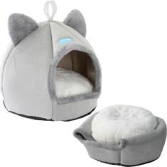 Cama Casa Toca Iglu Tenda Caminha Cabana para Gatos Pets Cinza - Duke 