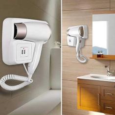 Secador Cabelo Hotel Fixo Parede Carrega Celular Usb - SECADOR PAREDE