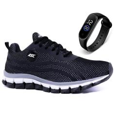Tenis Masculino Caminhada leve Academia Tamanho Especial 45 ao 48 + Relógio-Masculino