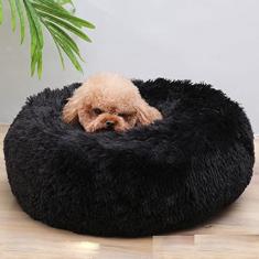 Cama calmante para cães e gatos, cama anti-ansiedade donut aquecimento aconchegante macio para cães e gatos cama redonda, cama macia fofa de pelúcia sintética para cães e gatos grandes, pequenos e médios diâmetro 40 cm