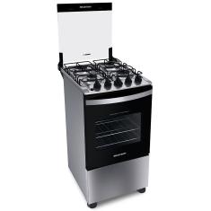 Fogão Brastemp 4 Bocas BFO4NBR Clean com Mesa de Inox, 2 Prateleiras Ajustáveis e Acendimento automático Bivolt – Inox