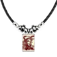 DIYthinker Colar chinês de pássaro de fênix com pingente de corda de couro