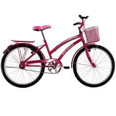 Bicicleta Feminina Aro 24 com cestinha Susi Rosa Pink
