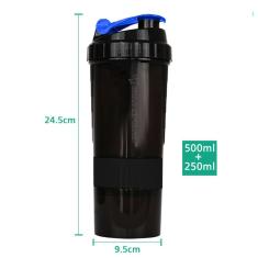 Garrafa Coqueteleira Gold Sports Big 750ml organizador de comprimidos e proteína em pó-Unissex