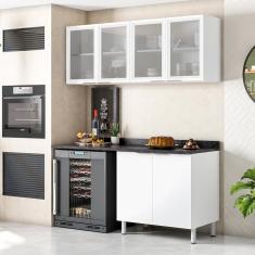 Cozinha Compacta Bartira Rubi com 6 Portas e 3 Prateleiras 160cm de Largura