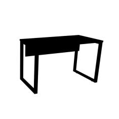 Mesa De Escritório Pé Tubular Pe25 Em Mdp 120 X 60 Cm Preta Com Base Preta
