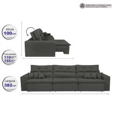 Sofá Cairo. 3,82m Retrátil, Reclinável Tecido Suede Vermelho