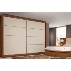 Guarda Roupa Casal Sevilha c/6 Gavetas e 2 Portas de Correr Braúna/Off White - Europa