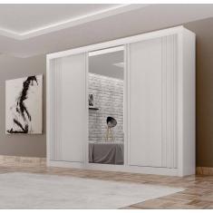 Guarda Roupa Casal com Espelho 3 Portas 4 Gavetas - Milano-Branco - Leifer Móveis