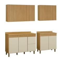 Cozinha Completa com 2 Armários Aéreos e 2 Balcões Dakota Cinamomo/Off White