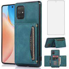 Asuwish Capa de telefone para Samsung Galaxy A51 5G/A 51 5G UW Verizon capa carteira com protetor de tela de vidro temperado e suporte para cartão de crédito acessórios para celular Glaxay 51A G5