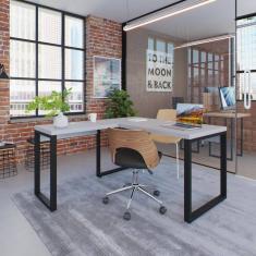 Escrivaninha em L Yon Operacional 135x70x75 Branco/Preto