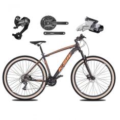 Bicicleta Aro 29 Ksw Xlt 27v Câmbios Shimano Altus Freios Hidráulicos Garfo Trava Pneu Faixa - Preto/laranja Tam.21