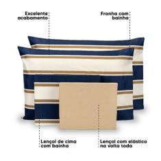 Lençol Queen 6 Pçs Estampado Percal 180 Fios Bainha 40cm Altura - Bem 