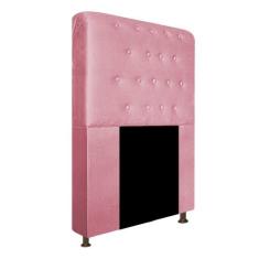 Cabeceira Estofada Brenda 90 cm Solteiro Com Botonê  Suede Rosa Bebê -