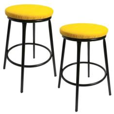 Kit 2 Banqueta Fany Baixa sem Encosto Alt 50 cm Estrutura Preto - Meta