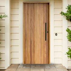 Porta Ripada Cedro Batente 14 Fechadura Rolete Puxador Tubo 600mm 82 X 210 Esquerdo Rodam