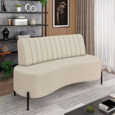 Sofá Living Decorativo 2 Lugares 1,35m Katara Pés De Ferro Bouclê Off White G33 - Gran Belo