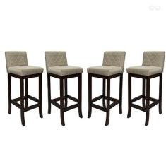 Kit 4 Banquetas Alta para Bancada Tóquio Madeira Maciça Matelassê Sued