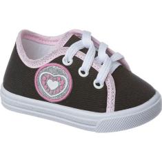 Tenis Sapatinho de Sola  Bebe Com cadarço Coração - HB Moda Kids e Adu