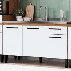 Balcão de Cozinha para Pia 3 Portas 1 Gaveta Giovanna Freijó/Branco