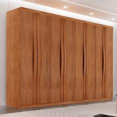 Guarda Roupa Casal Dunas com 8 Portas e 4 Gavetas MDF Moderna, Natural