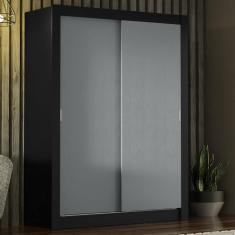 Guarda-roupa Solteiro 2 Portas Preto/Cinza Preto/Cinza