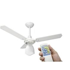 Ventilador de Teto Lumi Loren Sid Branco Pás Brancas com Controle Remo