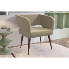 Poltrona Decorativa p/ Sala Antara Carvalho/Suede Creme - Kappesberg
