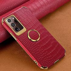 Capa de telefone com textura de crocodilo para Samsung Galaxy Note 20 Ultra S21 S20 S10 Plus A72 A52 A51 A71 A50 A70 Capa de suporte magnético, Suporte magnético vermelho, Para Galaxy S10