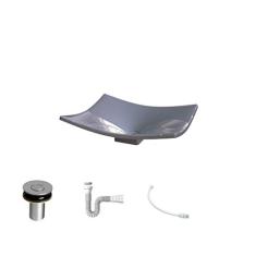 Kit Cuba F44 C/Válvula Click 1''B (2,6cm) + Sifão Pvc + Flexível, Compace, Cinza