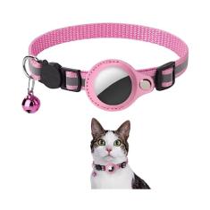 Coleira Anti Perda Pet De Nylon Com Detalhes Reflexivos E Sininho, Coleira Com Capa de Couro Compativel Com Rastreador Airtag, Ideal Animais Pequenos Gatos E Cães, Possui Fivela De