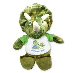 Cabana Flutter Eu sou o Big Brother Verde Triceratops Pelúcia Dinossauro Mensagem T-Shirt 8 polegadas