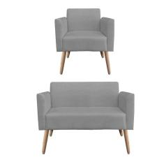 01 Namoradeira E 01 Poltrona Marisa Suede Grafite