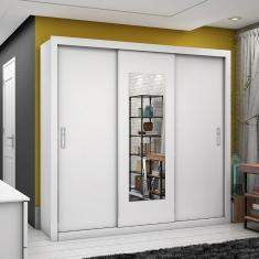 Guarda Roupa Casal com Espelho 3 Portas de Correr 4 Gavetas Ilhéus Carioca Móveis