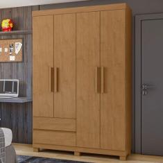 Guarda-Roupa Solteiro Zeus 4 Portas 2 Gavetas 59602.58 Amêndoa Clean -