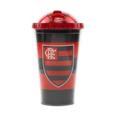 Copo De Plástico Com Canudo 450Ml - Flamengo - Mileno