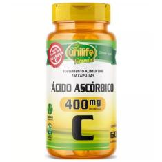 Vitamina C Ácido Ascórbico Vegana 60 cápsulas - Unilife, Unissex, Bras