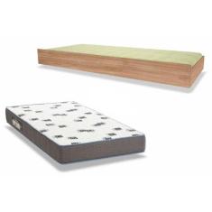 Colchão Solteiro D33 Ortobom + Cama Auxiliar Teen Aquarela Atacama - S