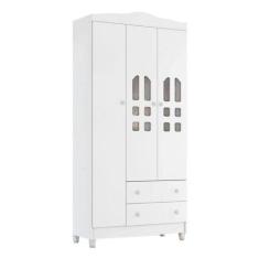 Guarda Roupa Infantil New Selena 3 Portas Branco Brilho - Carolina Móv