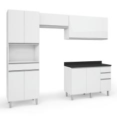 Armário Cozinha Completa Top Class 4 Peças Com Balcão Branco