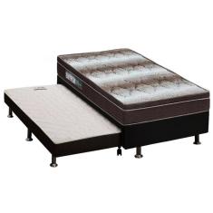Cama Box C/Auxiliar Solteiro: Colchão Ortopédico Ortobom Light + Base Crc Courano Black(88X188)