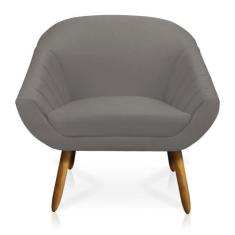 Kit 02 Poltronas Giovana Suede Grafite Pés Palito Castanho - DROSSI